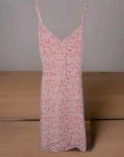 Ladies GAP Strappy White & Orange Floral Print Dress W Elastic Back Size M