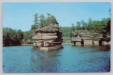 Vintage Sugar Bowl Lower Dells Wisconsin River Postcard 1950s Scenic