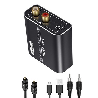 192kHz DAC Converter Coaxial/Toslink to RCA 105dB SNR for Game Consoles TVs
