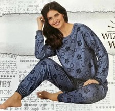 SET 2 Pc HARRY POTTER Sz S Blue Knit LOUNGE PJ Sleep TOP PANTS Wizarding World