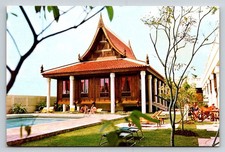 Vintage Bangkok Indra Regent Hotel Sala Thai Poolside Thai House Postcard