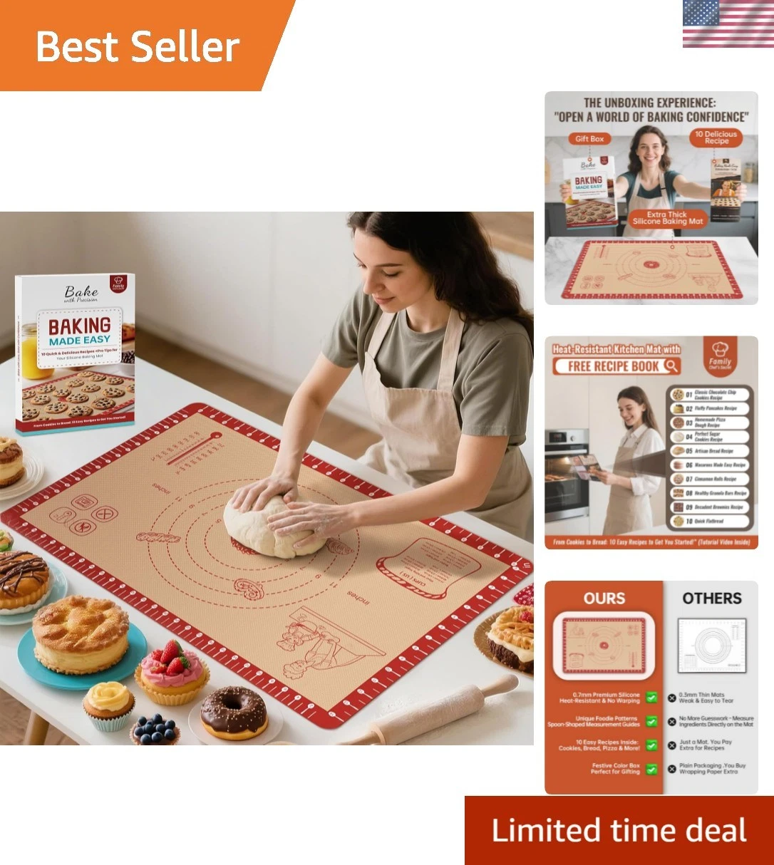 Silicone Baking Mat with Recipes, Extra Thick Silicone Mats for Baking, Non S...
Opens in a new wind