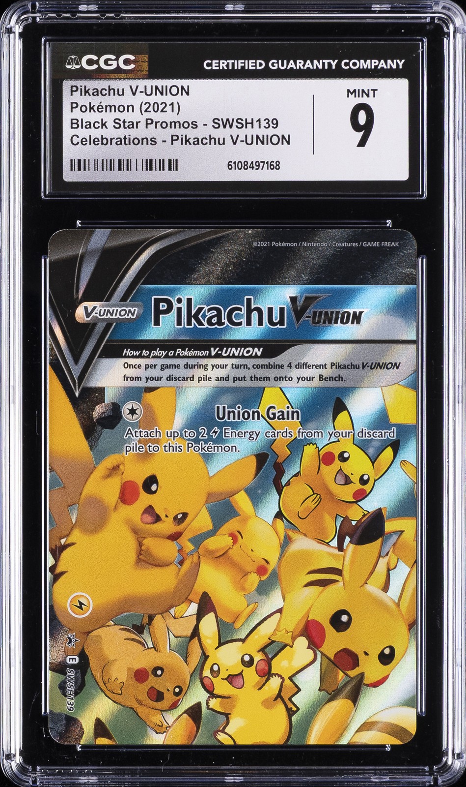 2021 POKÉMON BLACK STAR PROMOS #SWSH139 PIKACHU V-UNION CGC 9