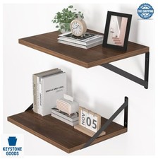 Walnut Wall-Mounted Floating Shelves, 16-Inch