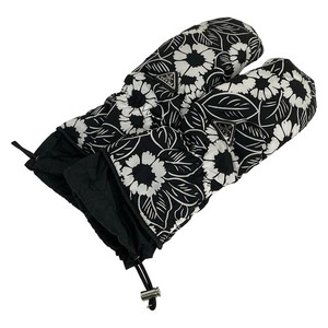 PRADA - Black White Recycled Polyamide Polyester Leather Women's Gloves