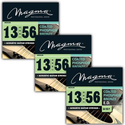 Magma Acoustic Guitar Strings Medium Gauge COATED Phosphor Bronze Set, .013 - .0