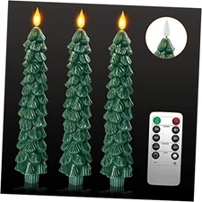  3 Pack Flameless Taper Candles with Remote Timer, 9.7 Inches Real Wax 