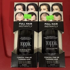 Toppik Full Hair Instantly Hair Building Fibers 0.42oz Black Lot of 2