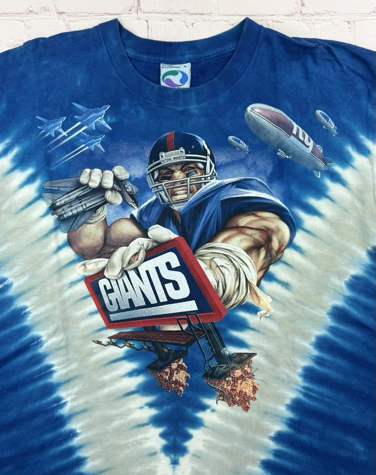 Camiseta Tie-Dye Azul Líquido Vintage NFL New York Giants Talla Grande Foto 4 de 4