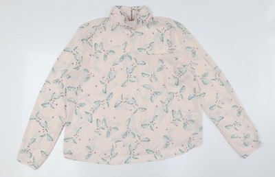 Marks and Spencer Damen Rosa Blumenmuster Polyester Basic Knopfleiste Größe 16 Stehkragen