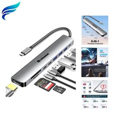 USB C Hub HDMI Adapter for Monitor, 9 in 1 USB Type C Laptop Docking Station ...