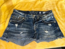 Womans Miss Me Size 27 Signature Shorts Blue Denim