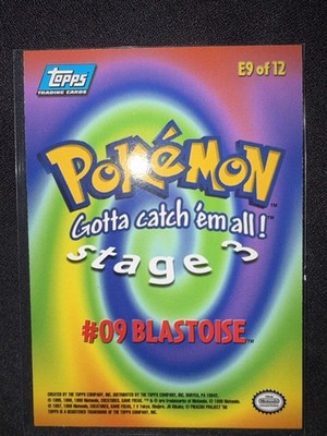 Blastoise 1999 Topps Pokemon #09 Stage 3 E9 of 12 Non-Holo Series 1 1st Edition