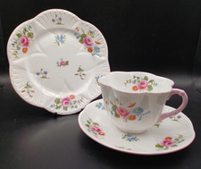 Shelley Bone China Dainty Pink Flowers Tea Trio Roses