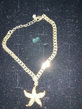 Goldstone Bracelet With A Star Fish Charm, Costume Design New Med Size.