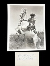 Clayton Moore as "The Lone Ranger" Signed 3x5 Unsigned 8x10 Photo Stunning