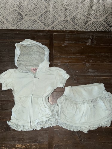 Y2K Juicy Couture Vintage Hoodie And Skirt Shorts Rare Lace Size 4 SET - Image 1