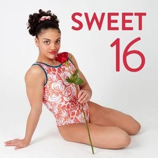 Plum Practicewear Gymnastics Leotard Floral Printed White Red Size AL