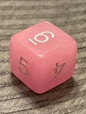 RARE vtg Koplow Armory d6 pink glow-in-the dark rpg ad&d dice 120425@