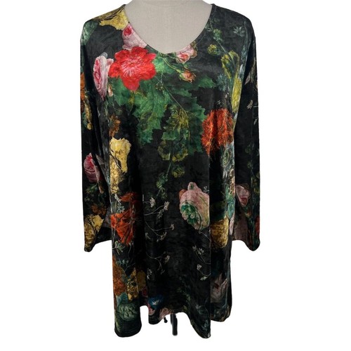 NWT Calessa Women's Floral Print V-Neck 3/4 Sleeve Tunic Size 1X XL 14 16 Boho