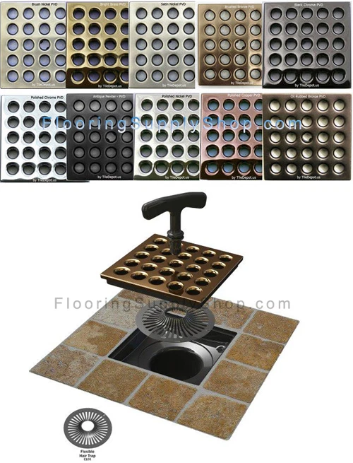 Ebbe Square Shower Drain Available In 10 Finishes Body and Grate