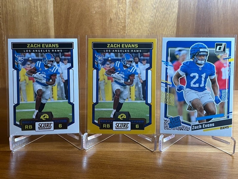 Zach Evans 2023 3 Card Rookie Lot - Score, Donruss - RAMS / OLE MISS