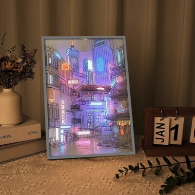 Anime LED Night Light City View HD Wall Art USB Dimmable Romantic Decor Lamp