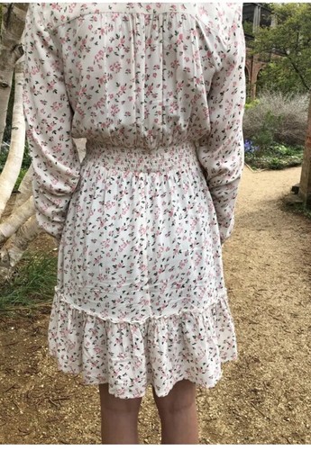Vintage Cottagecore Cream Floral Dress Boho Hippy Dress Size Uk 8/10 - 第 4/9 張圖片
