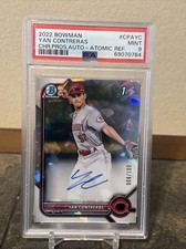 Yan Contreras 2022 Bowman Chrome 1st Atomic Auto /100 CPA-YC Reds PSA 9 POP 1