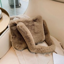 Lady Faux Fur Shoulder Messenger Bag Handbag Furry Fluffy Zip Cute Winter Soft