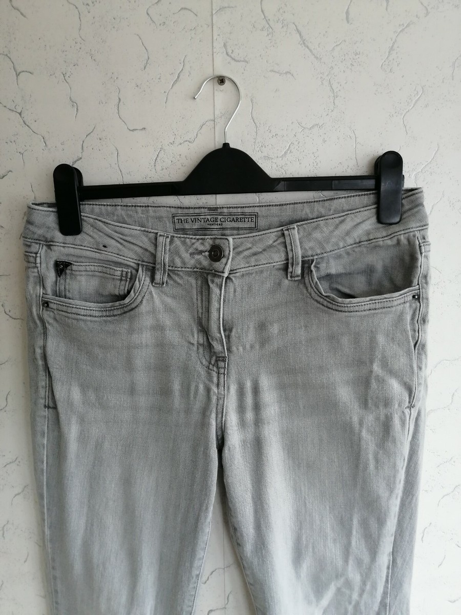 NEXT WOMEN'S VINTAGE CIGARETTE JEANS FADED GREY, LARGE SIZE 10 W30-32IN  L30IN