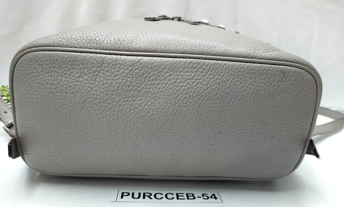 Michael Kors Kenly Pear Gray Pebbled Leather Studded Zip 