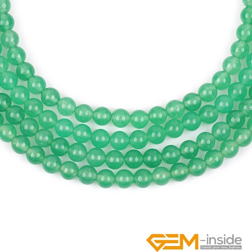 Green Aventurine Jade Natural Gemstone Round Loose Beads for Jewelry Making 15" - Foto 25 di 56