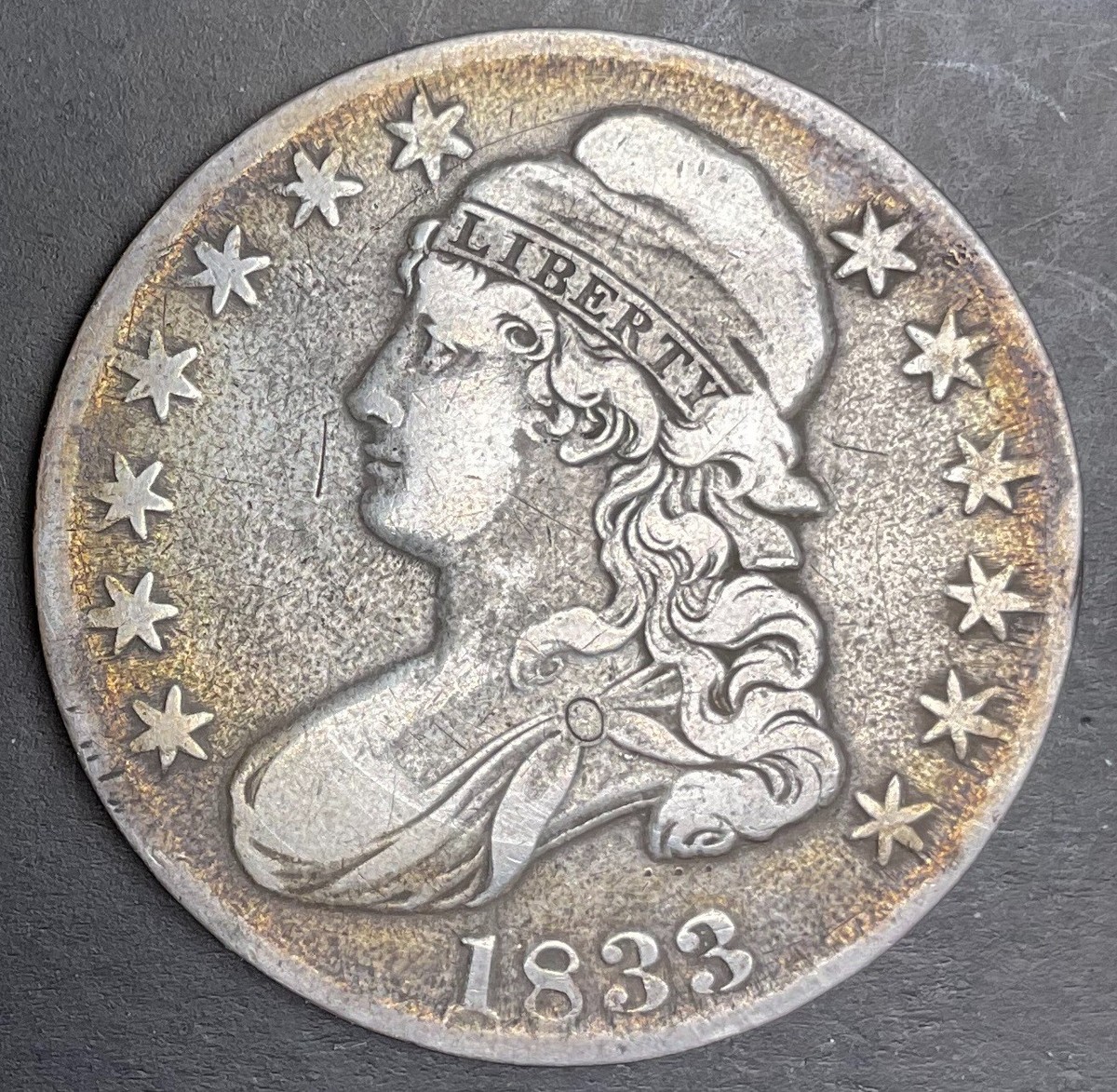 FULL LIBERTY 1833 CAPPED BUST HALF DOLLAR 50c Scarce Estate