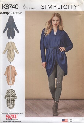 Simplicity Schnittmuster 8740 Easy Cardigan oder Cocoon Hoodie Jacke Gr. 6 - 24