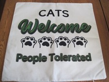 Cats Welcome People Tolerated Funny Cat Reversible Pocketed Zip Pillow Cover