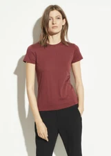 E356 NWT VINCE PIMA COTTON ESSENTIAL WOMEN TEE SHIRT SIZE XS in RUM DUSK $75