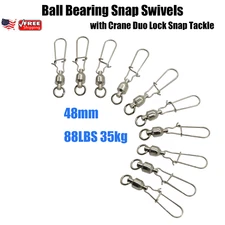 Ball Bearing Snap Swivels with Crane Duo Lock Snap Tackle 88LBS 48mm 35kg