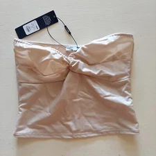 Fashion Nova Kiara Twist Front Tube Top in Khaki NEW Sz Small