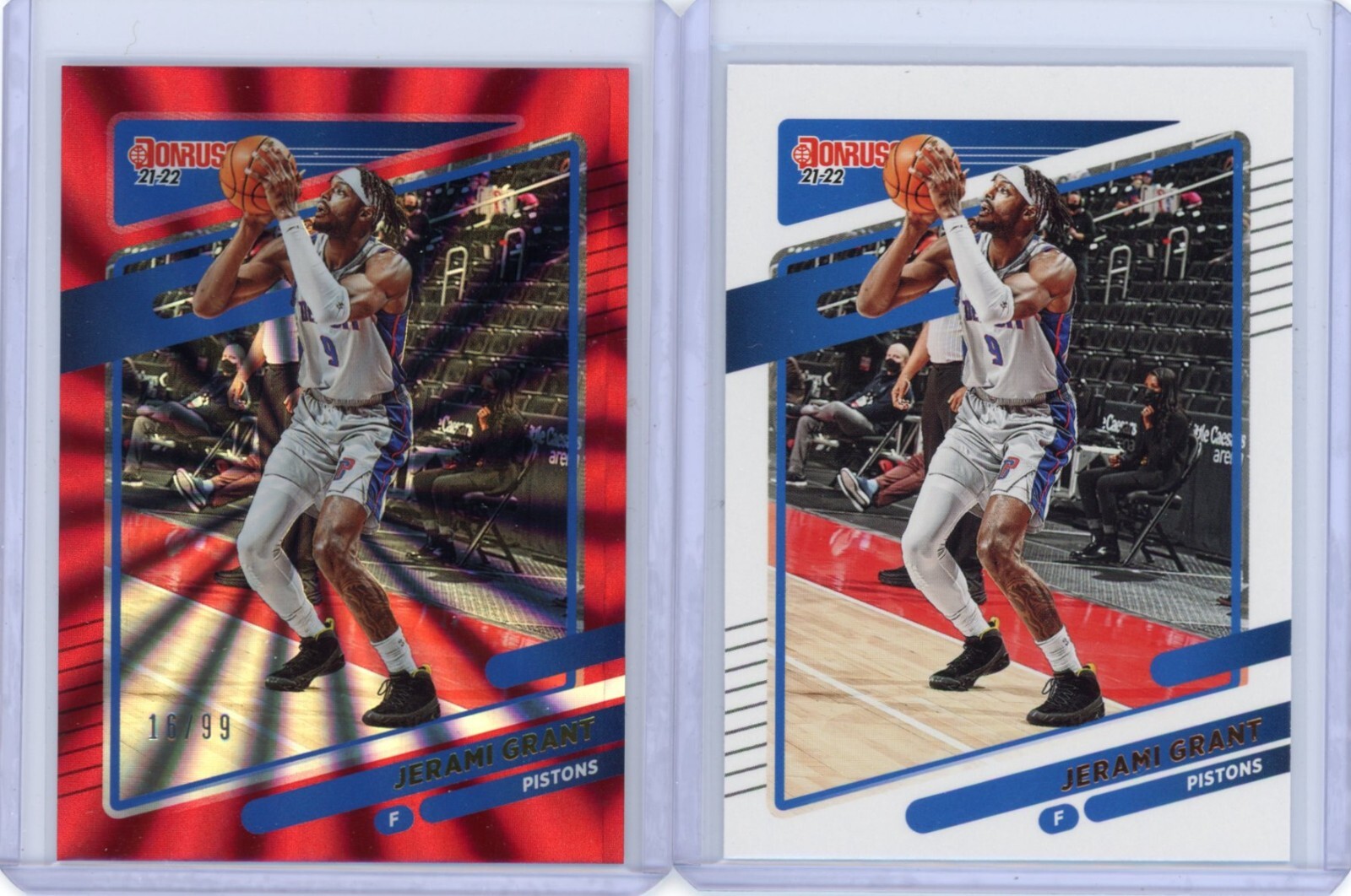 2021 DONRUSS JERAMI GRANT #54 LOT (2) RED LASER /99 + BASE DETROIT PISTONS