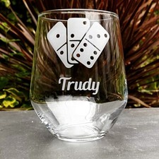 Engraved Glass with Dominoes Design - Personalised, Choice of Glasses