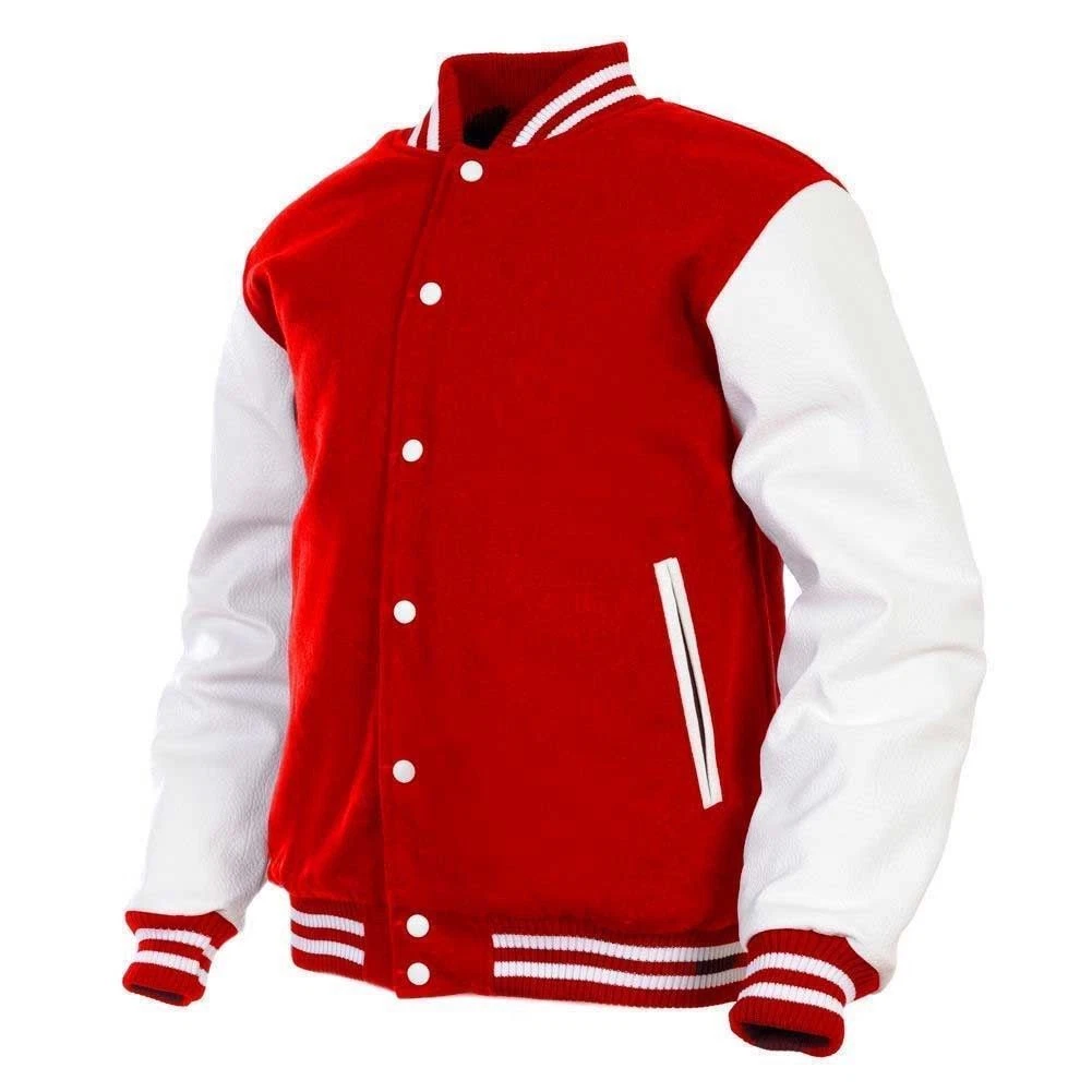 Men's Wool + Leather Jackets Varsity Letterman Vintage Style Winter Jacket Coats
