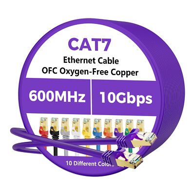 Cat 7 Ethernet Cable 50 FT, 10Gbps High Speed Internet Cord, SFTP Shielded, O...