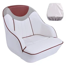 NORTHCAPTAIN Boat Seat Captain Seat with Boat Seat Cover,White/Grey/Wine Red
