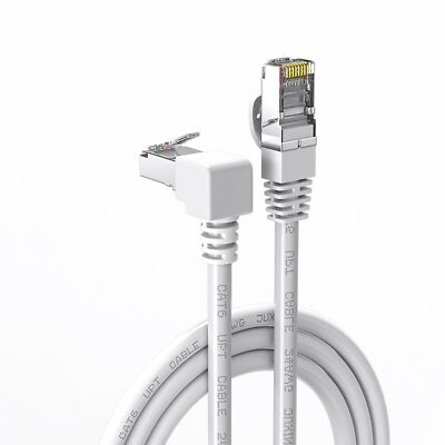90 Degree Cat6 Ethernet Cable White 3ft Right Angle Cat 6 Ethernet Patch Cable R