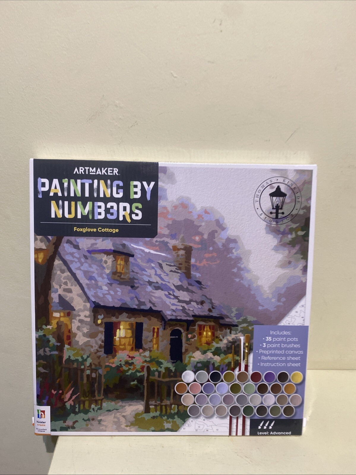 THOMAS KINKADE STUDIOS FOXGLOVE COTTAGE ARTMAKER PAINTING BY NUMBERS KIT