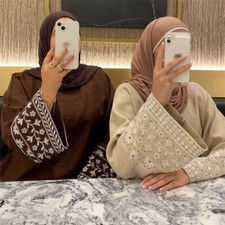 Muslim Embroidery Women Maxi Dress Kaftan Abaya Dubai Turkey Islamic Party Gown