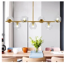 KCO Lighting 7-Light Clear Glass Globe Sputnik Chandelier LED Mid Century Gold