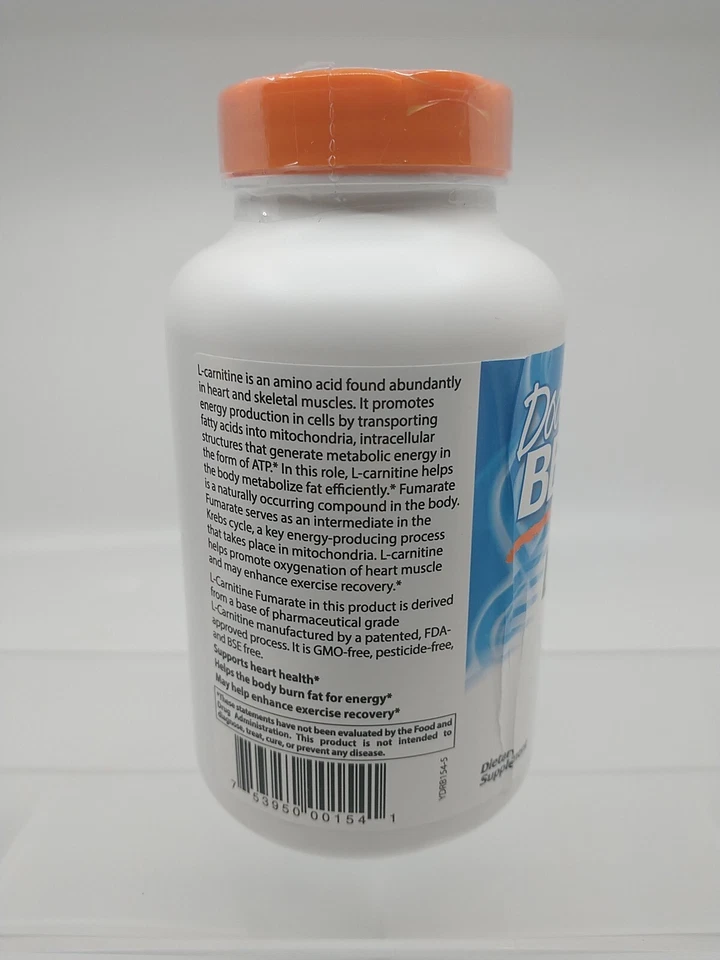Doctor's Best L-Carnitina Fumarato 500 mg 180 Cápsulas Vegetales Exp 07/2026 Foto 3 de 4