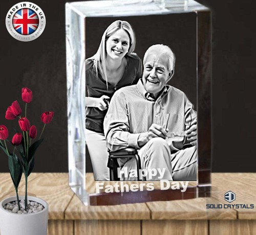 Blocco cristallo foto 2D - foto personalizzata - regalo festa del papà commemorativo UK - Foto 12 di 14